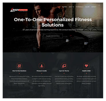 Personal trainer website sample